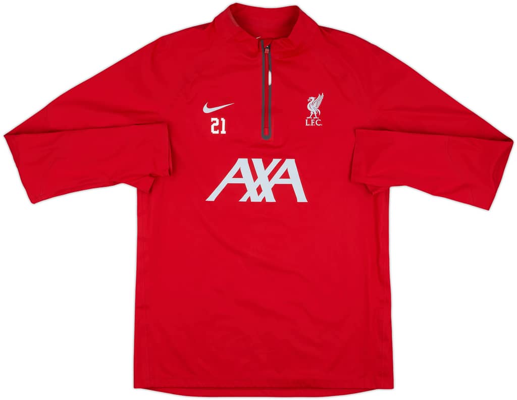 2023-24 Liverpool Player Issue 1/4 Zip Drill Top #21 (Tsimikas) - 8/10 - (M)