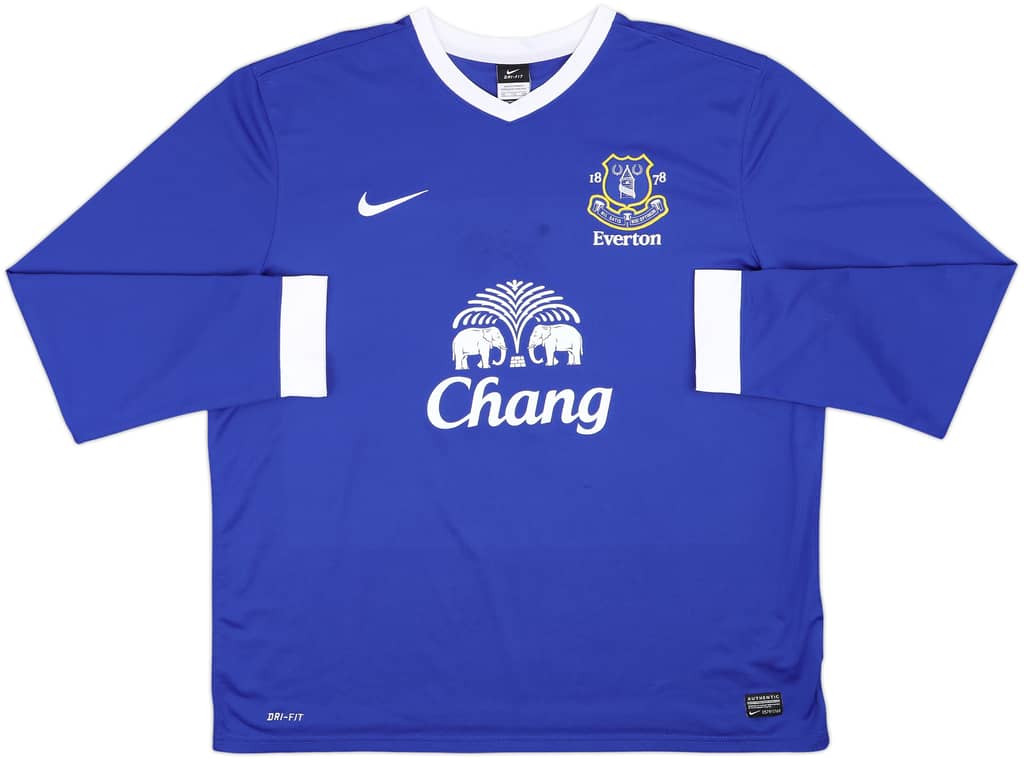 2012-13 Everton Home L/S Shirt Oviedo #8 - 8/10 - (XXL)