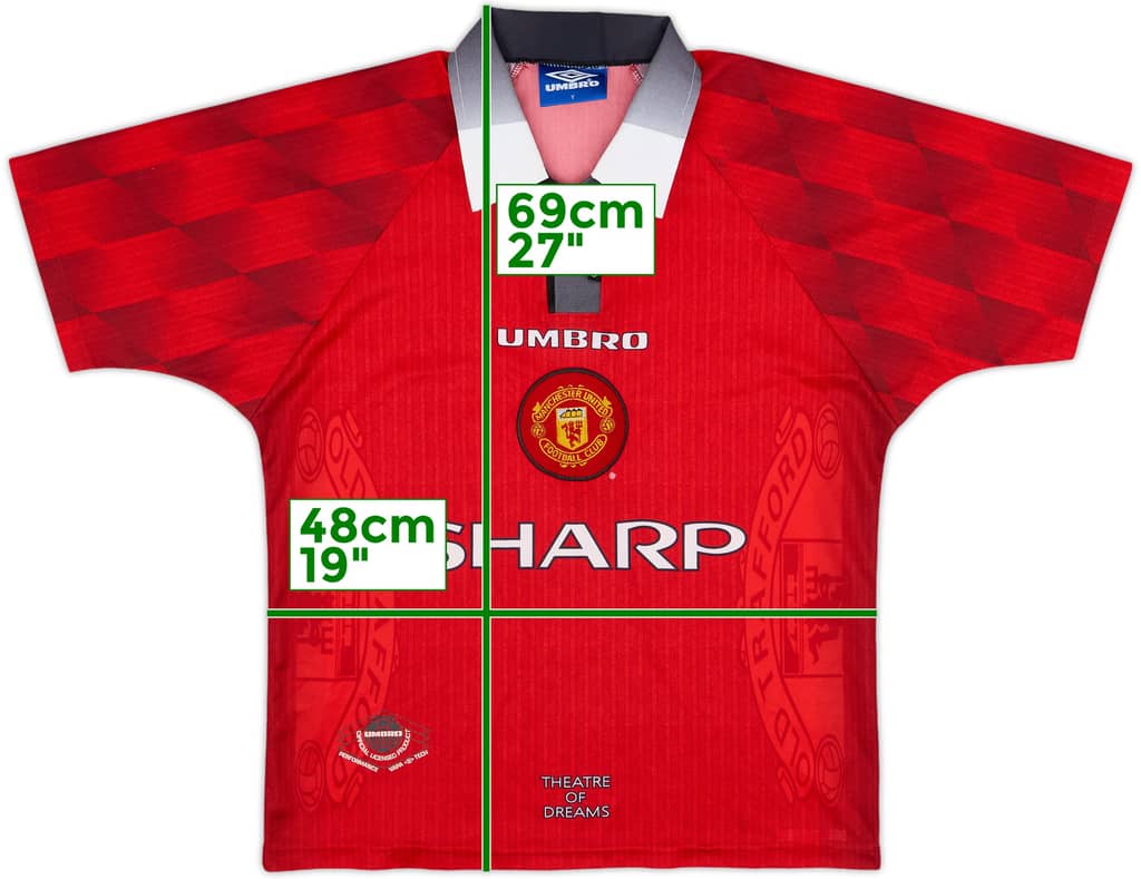 1996-98 Manchester United Home Shirt - 4/10 - (Y)