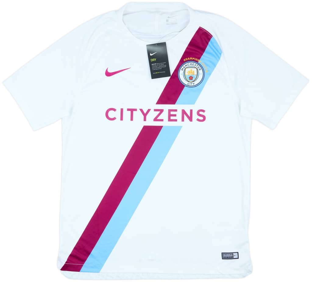 2017-18 Manchester City Player Issue 'Champions' Pre-Match Shirt (L)