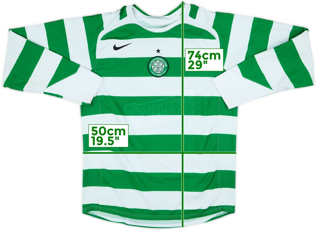 2005-07 Celtic Home L/S Shirt - 4/10 - (M)