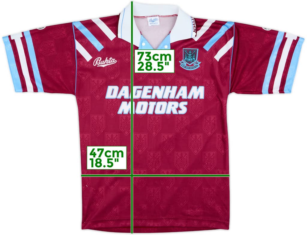 1992-93 West Ham Home Shirt - 8/10 - (S)