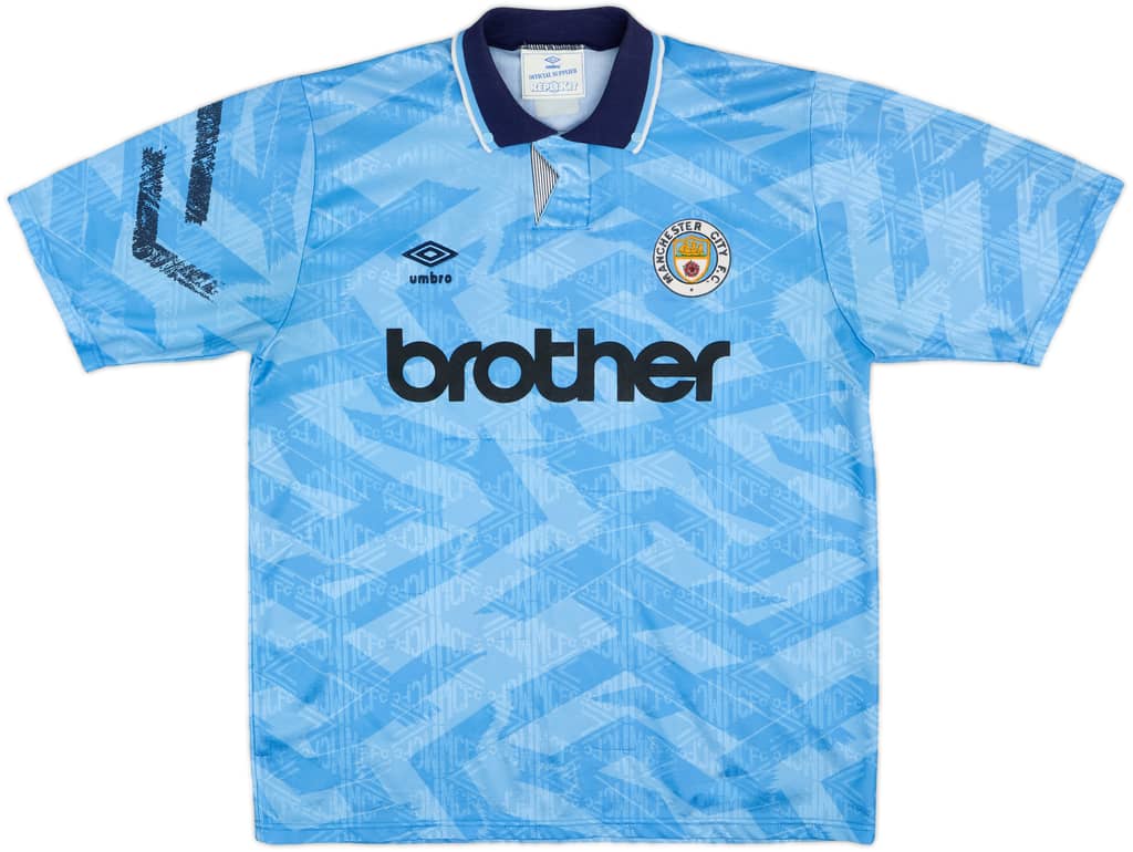 1991-93 Manchester City Home Shirt - 8/10 - (L)