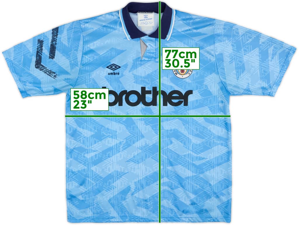 1991-93 Manchester City Home Shirt - 8/10 - (L)
