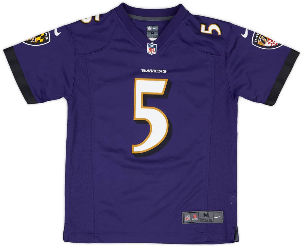 2012-18 Baltimore Ravens Flacco #5 Nike Game Home Jersey - 8/10 - (M.Boys)