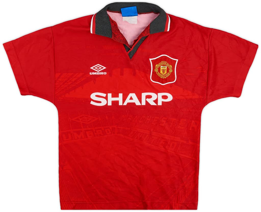 1994-96 Manchester United Home Shirt - 7/10 - (L.Boys)