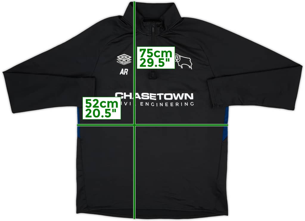 2018-19 Derby County Staff Issue Umbro 1/4 Zip Training Top AR - 8/10 - (L)