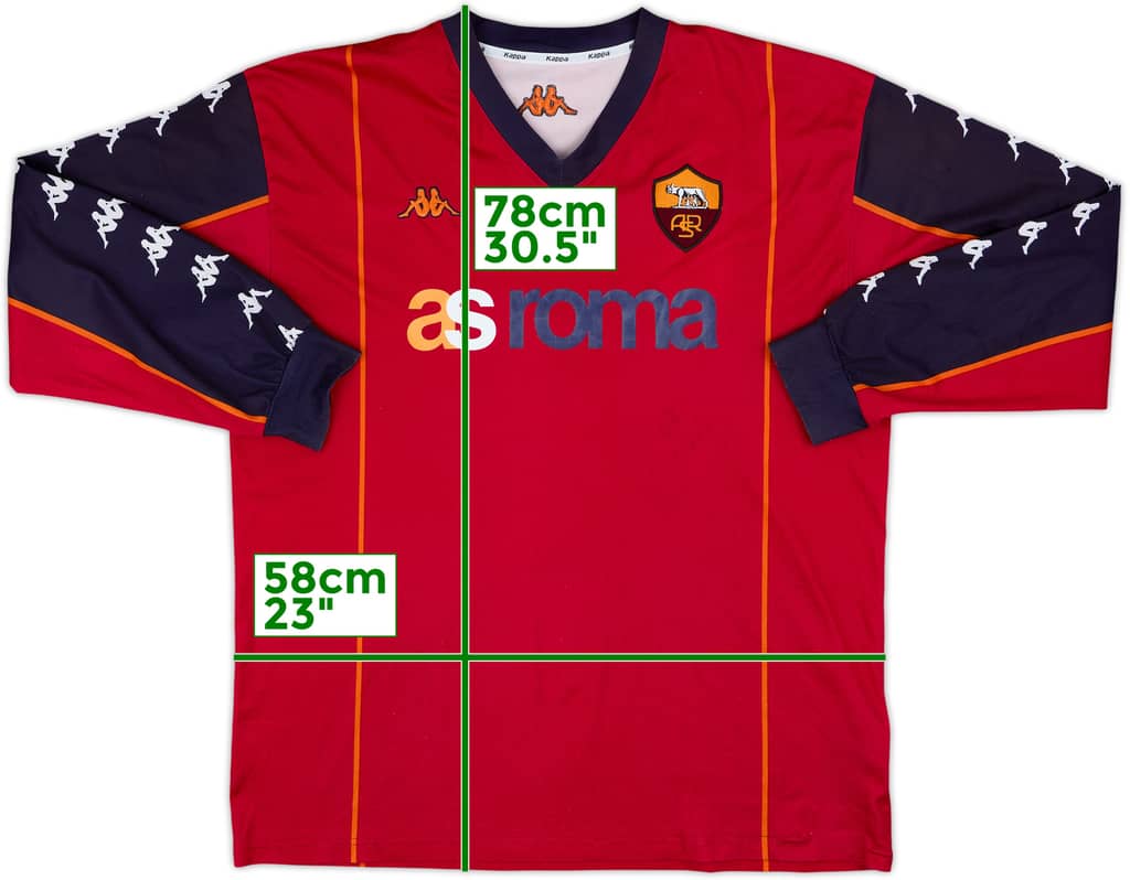 2002-03 Roma Kappa Camiseta de Entrenamiento de Manga Larga - 8/10 - (XL)
