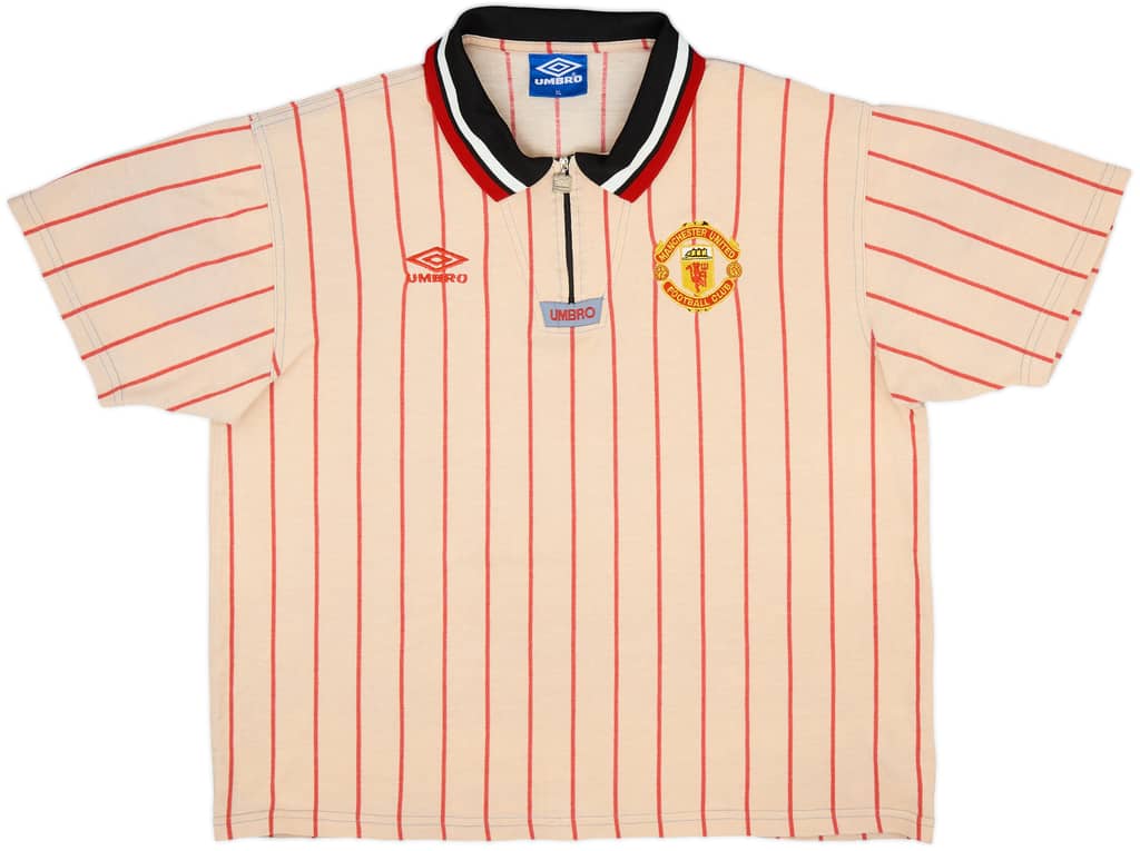 1992-93 Manchester United Umbro 1/4 Zip Polo Shirt - 7/10 - (XL)