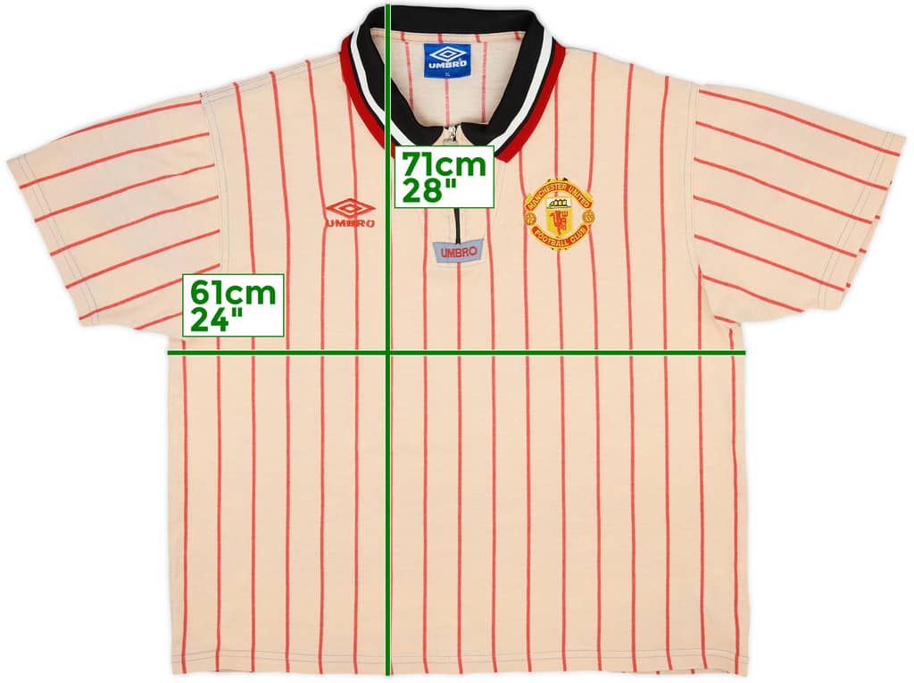 1992-93 Manchester United Umbro 1/4 Zip Polo Shirt - 7/10 - (XL)