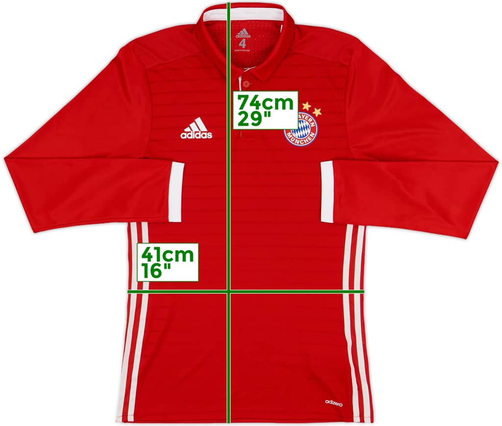 2016-17 Bayern Munich Player Issue Home L/S Shirt - 8/10 - (S)