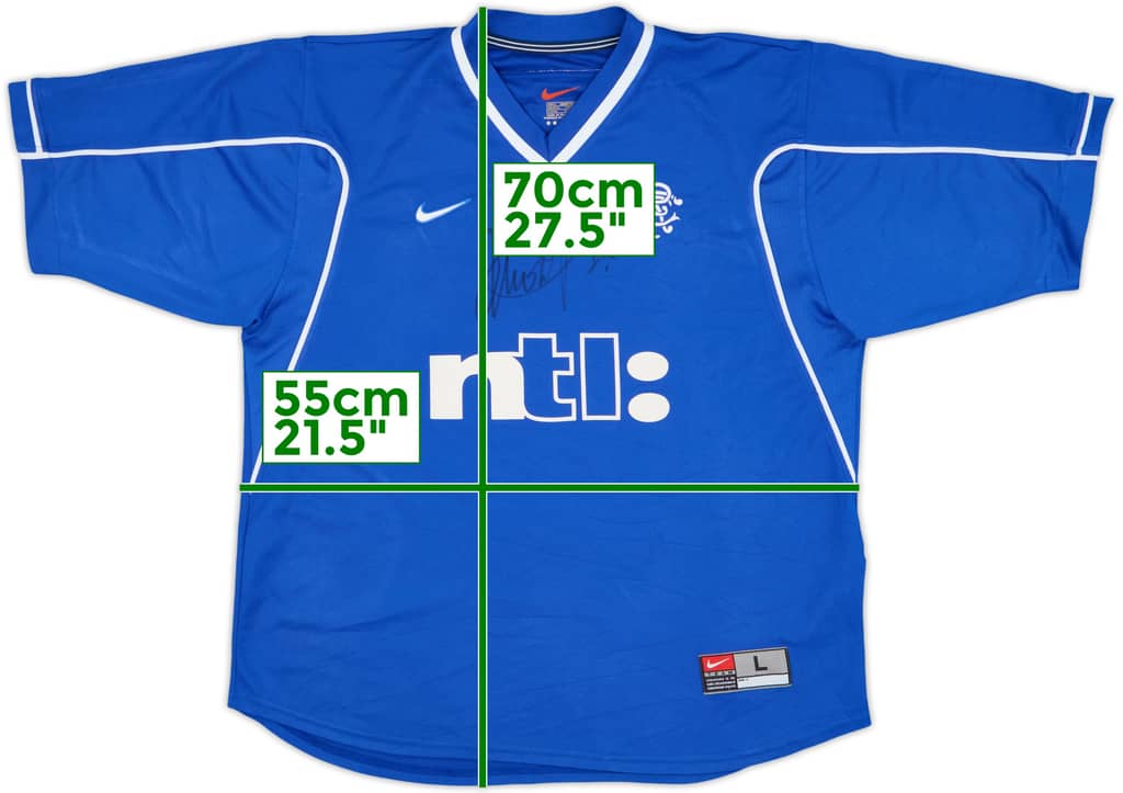 1999-01 Rangers Signed Home Shirt - 9/10 - (L)