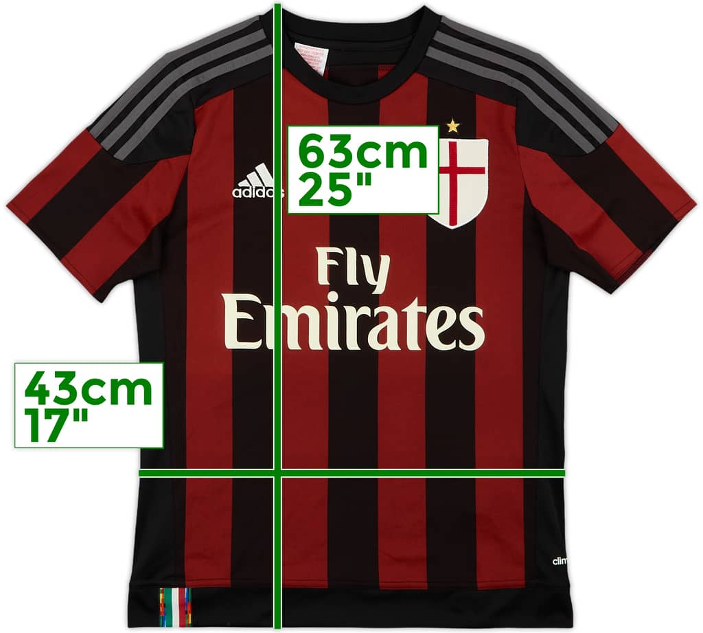 2015-16 AC Milan Home Shirt - 9/10 - (13-14 Years)