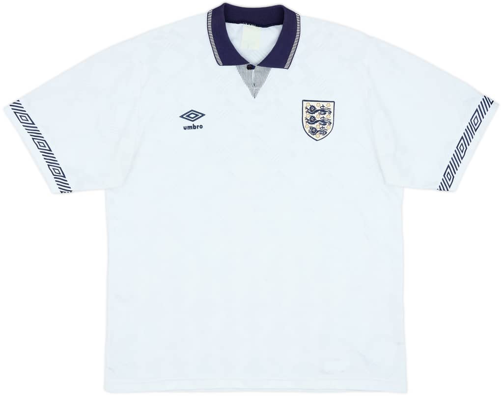 1990-92 England Home Shirt - 8/10 - (XL)