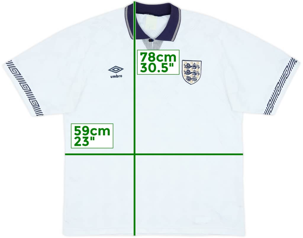 1990-92 England Home Shirt - 8/10 - (XL)