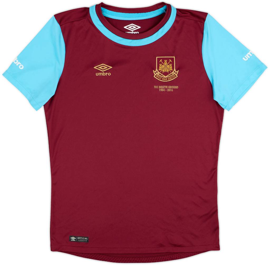 2015-16 West Ham 'Boleyn' Home Shirt - 8/10 - (L.Boys)