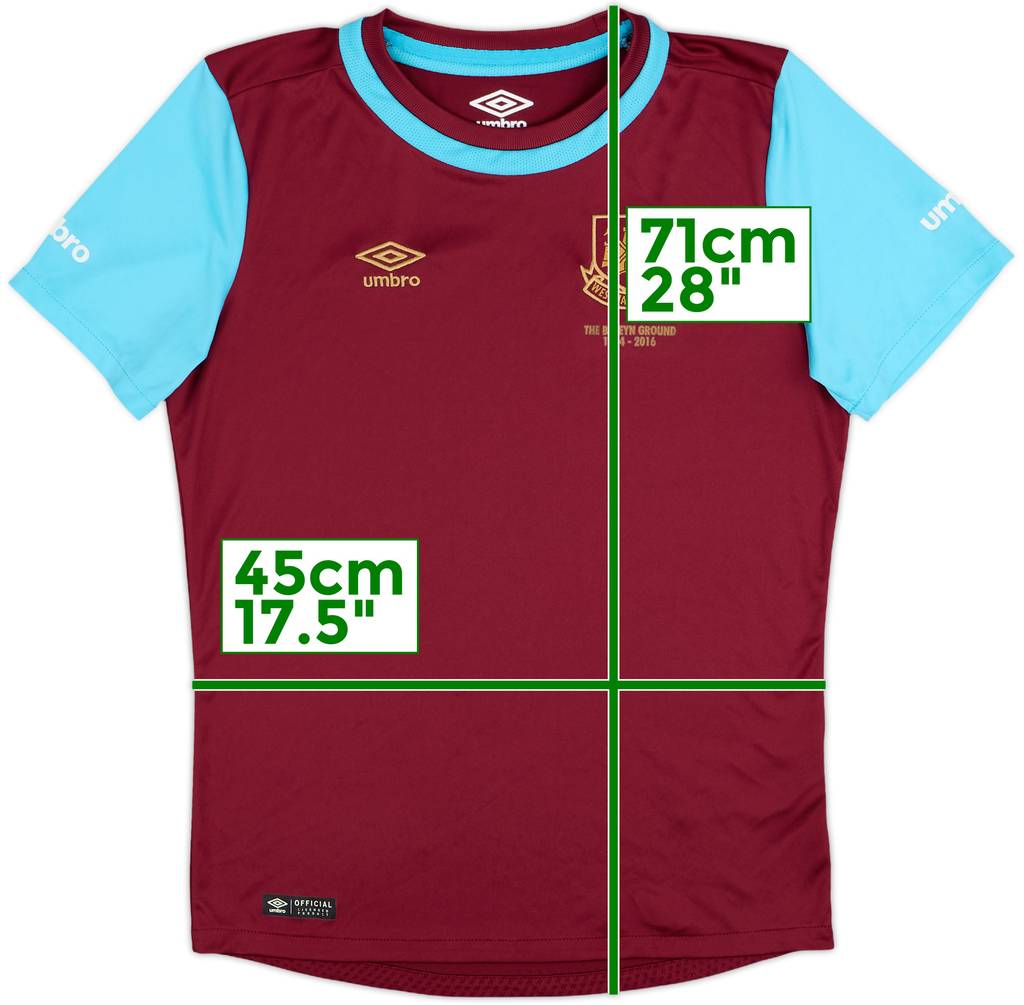 2015-16 West Ham 'Boleyn' Home Shirt - 8/10 - (L.Boys)