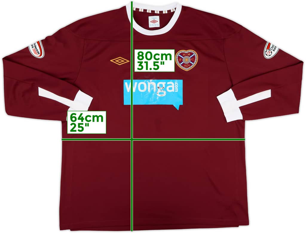 2011-12 Hearts Home L/S Shirt - 4/10 - (XXL)