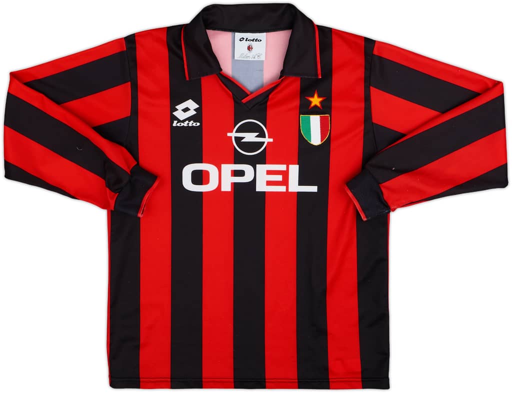 1994-95 AC Milan Home L/S Shirt - 8/10 - (XL.Boys)