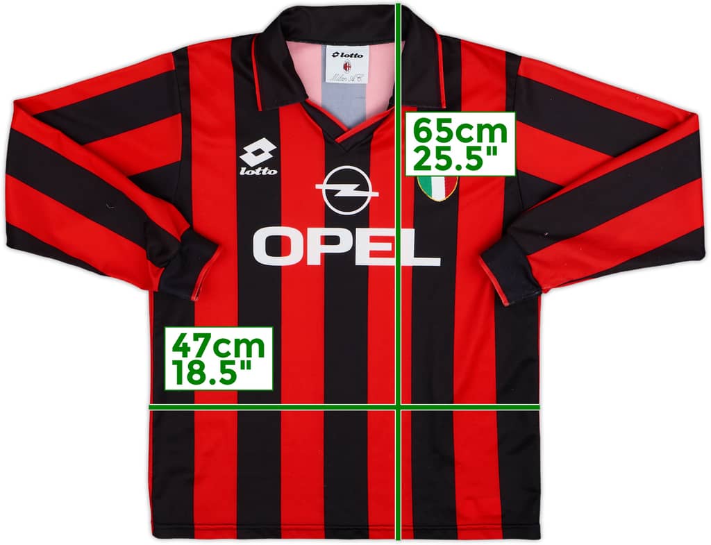 1994-95 AC Milan Home L/S Shirt - 8/10 - (XL.Boys)