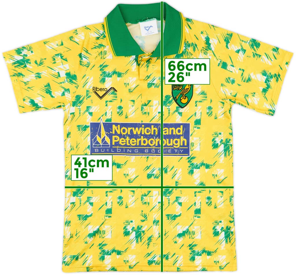 1992-94 Norwich Home Shirt - 7/10 - (L.Boys)