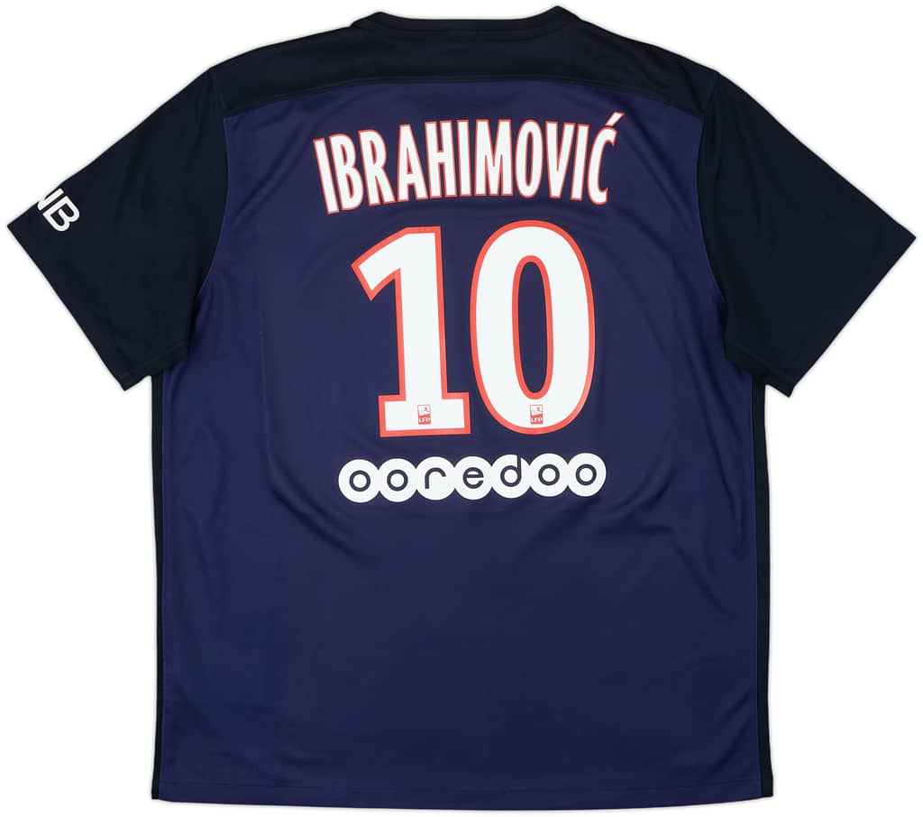 2015-16 Paris Saint-Germain Home Shirt Ibrahimovic #10 - 9/10 - (XL)
