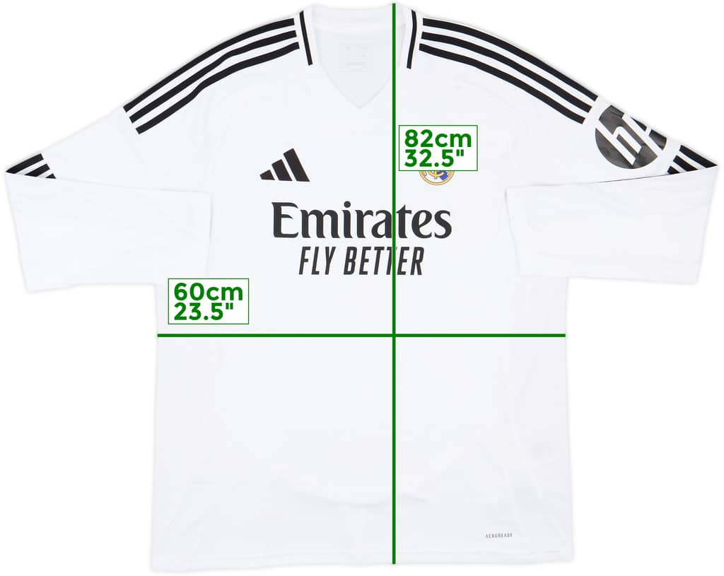 2024-25 Real Madrid Home L/S Shirt - 10/10 - (XL)