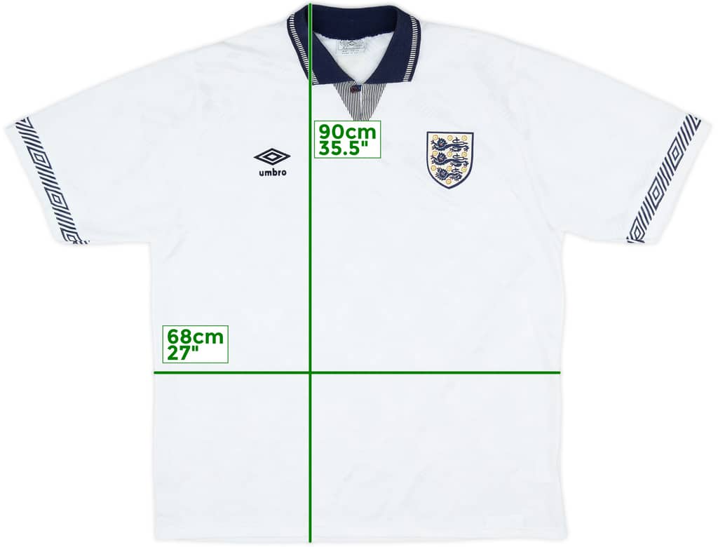 1990-92 England Home Shirt - 9/10 - (L)