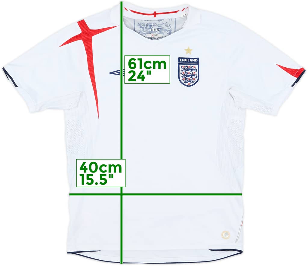 2005-07 England Home Shirt - 5/10 - (M.Boys)