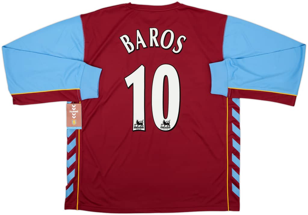 2005-06 Aston Villa Home L/S Shirt Baros #10 (XL)