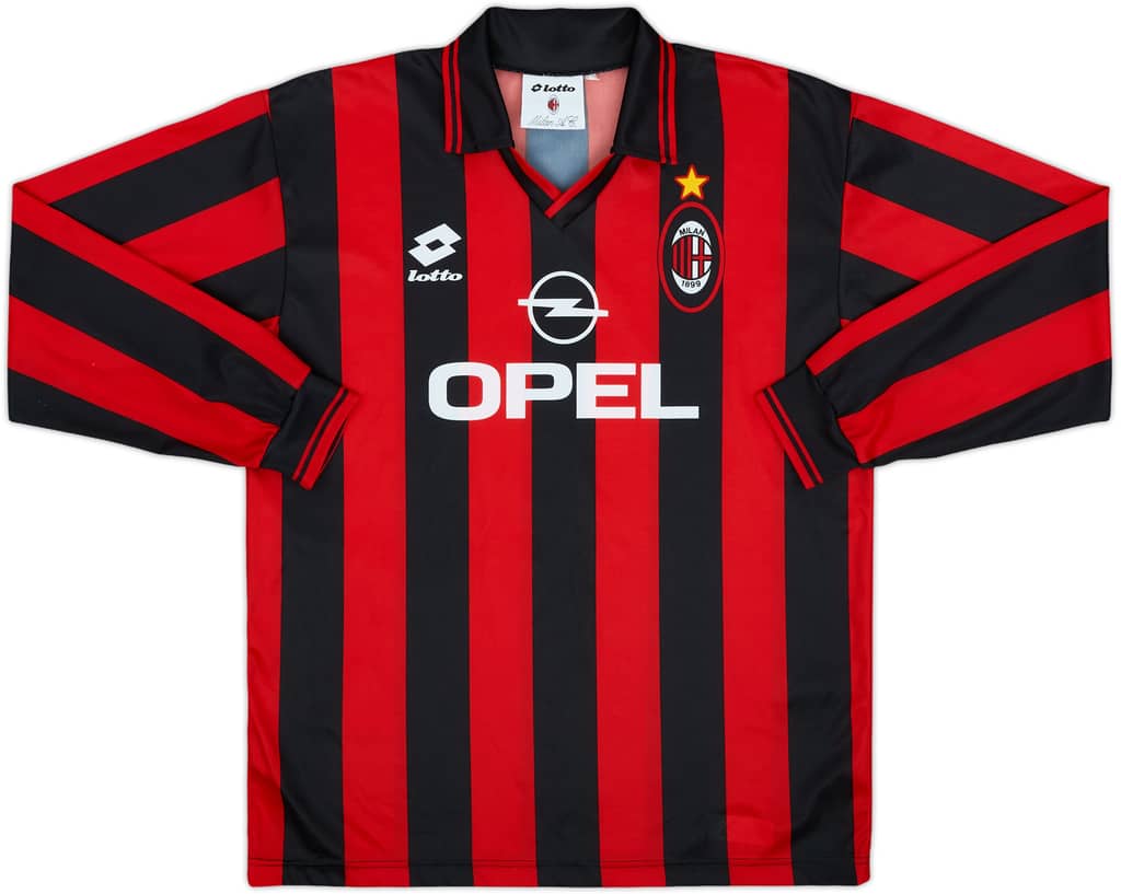 1995-96 AC Milan Home L/S Shirt - 8/10 - (XL.Boys)