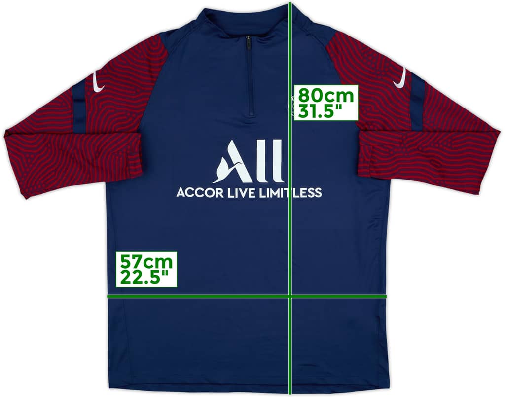 2020-21 Paris Saint-Germain Nike 1/4 Zip Drill Top - 8/10 - (XL)