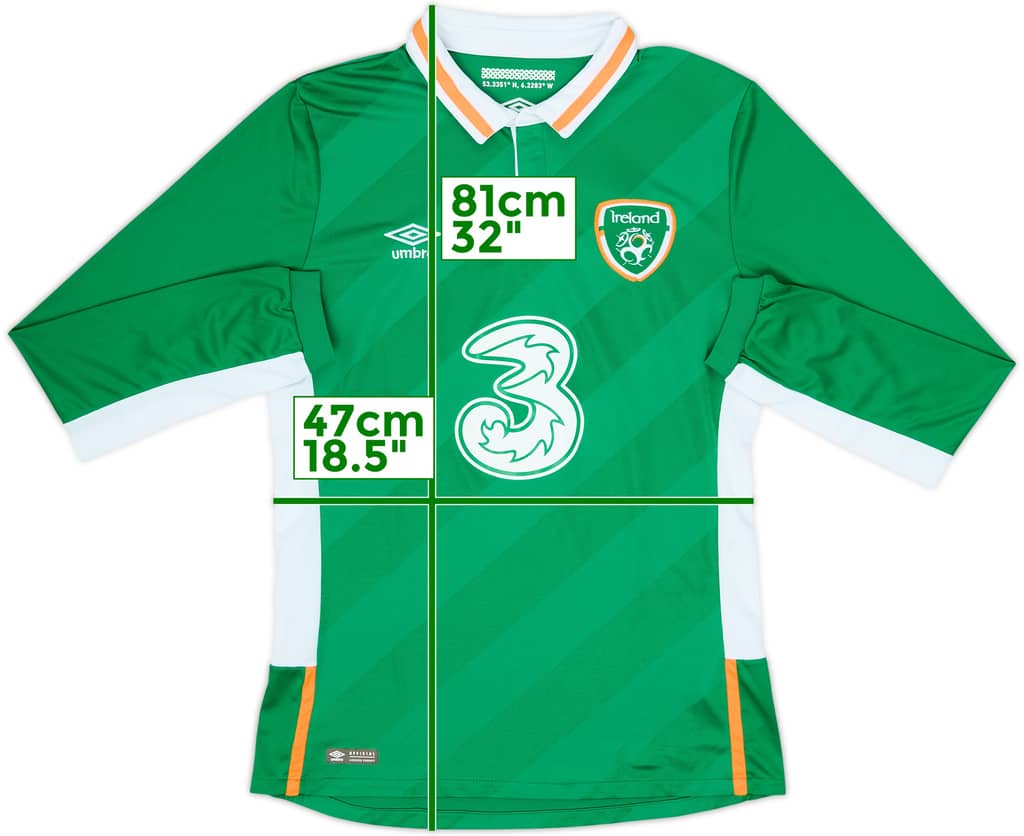 2016-17 Ireland Home L/S Shirt - 8/10 - (M)