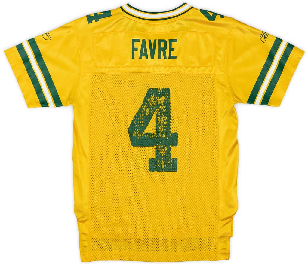 2005-06 Green Bay Packers Favre #4 Reebok On Field Alternate Jersey - 5/10 - (M.Boys)