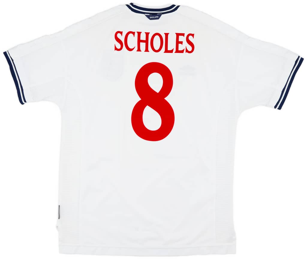 1999-01 England Home Shirt Scholes #8 - 6/10 - (XL)