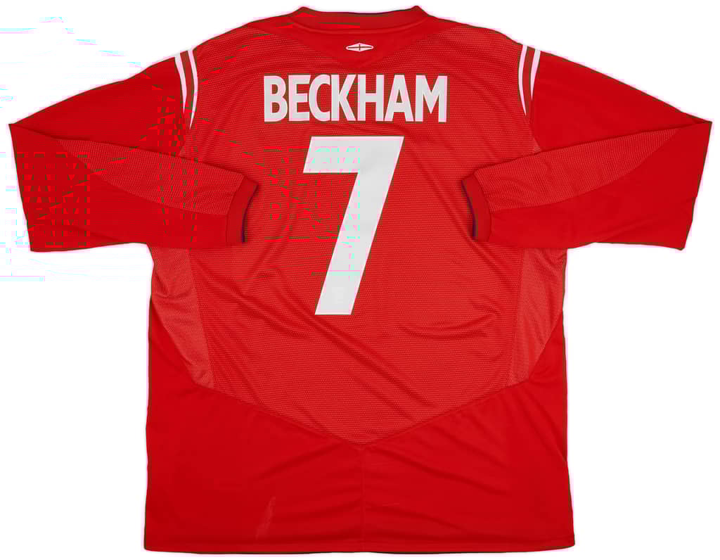 2004-06 England Away L/S Shirt Beckham #7 - 6/10 - (XXL)