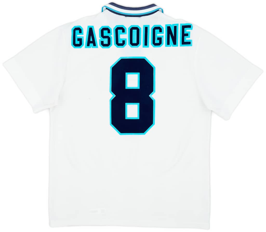 1995-97 England Home Shirt Gascoigne #8 - 7/10 - (L)