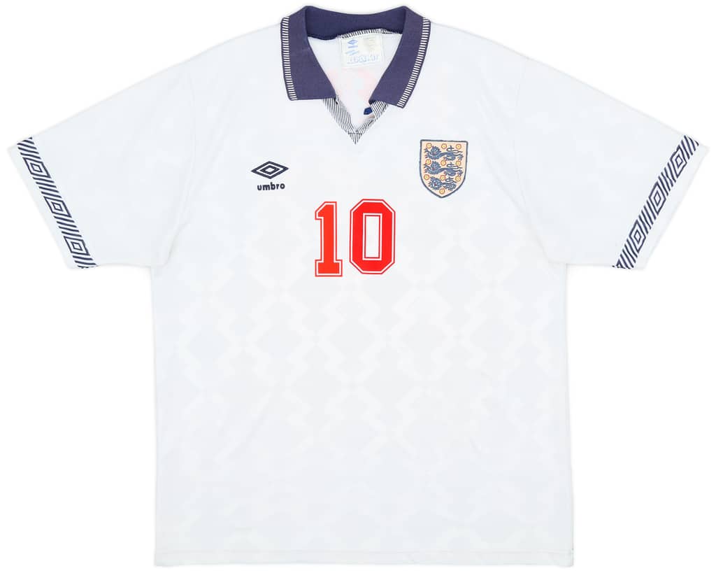 1990-92 England Home Shirt Lineker #10 - 6/10 - (L)