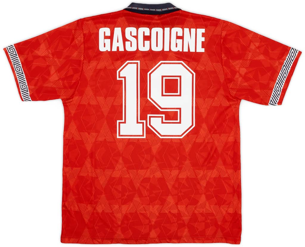 1990-93 England Away Shirt Gascoigne #19 - 7/10 - (L)