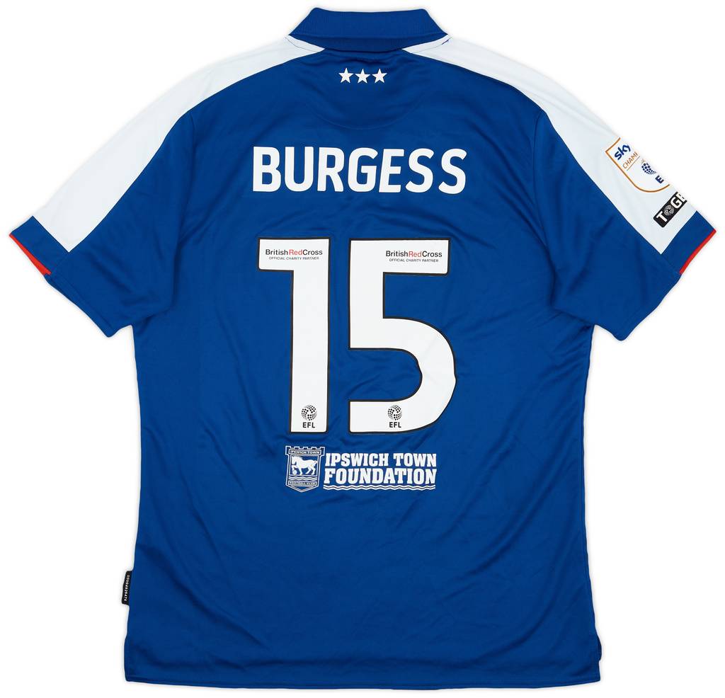 2023-24 Ipswich Match Issue Home Shirt Burgess #15