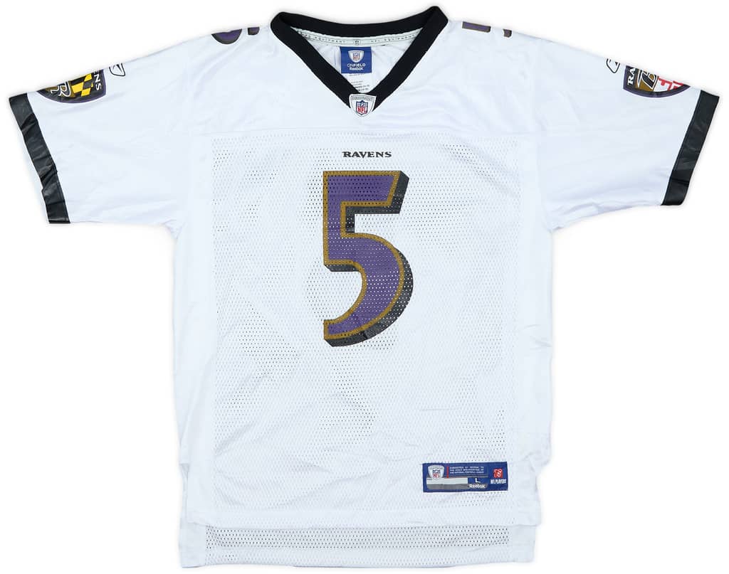 2008-11 Baltimore Ravens Flacco #5 Reebok On Field Away Jersey - 7/10 - (L.Boys)