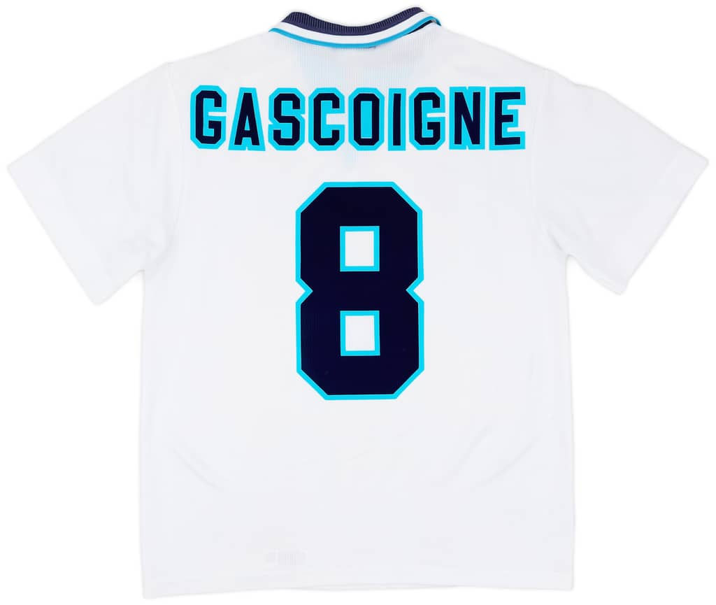 1995-97 England Home Shirt Gascoigne #8 - 8/10 - (M)