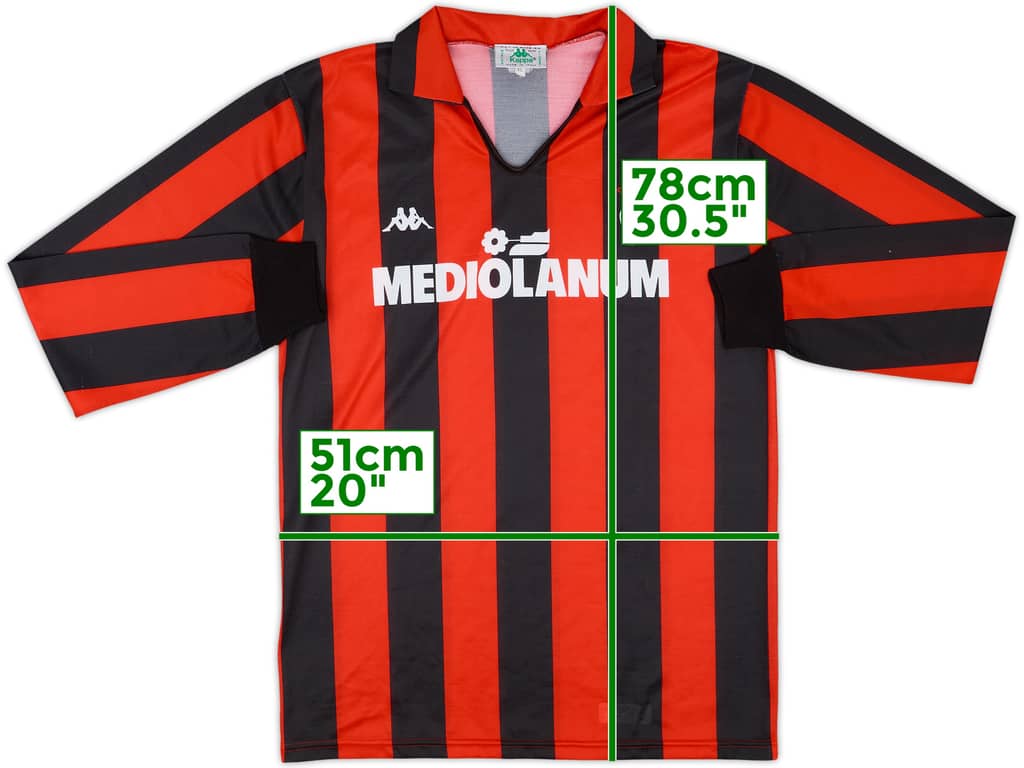 1989-90 AC Milan Basic Home L/S Shirt - 8/10 - (XL)