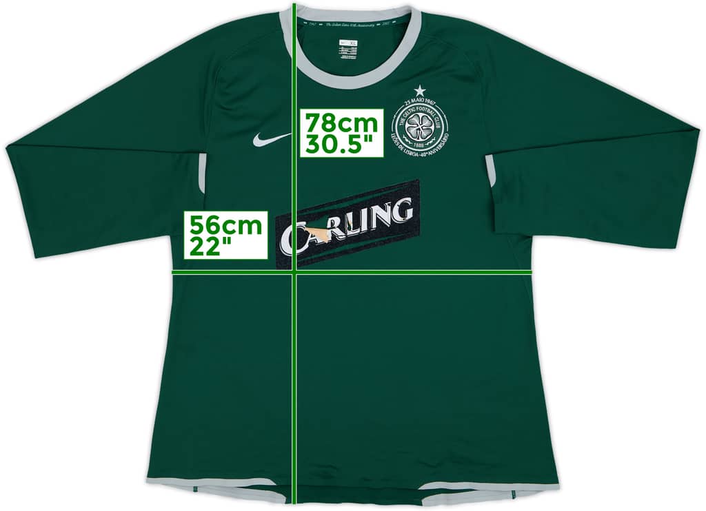 2007-08 Celtic Player Issue Away L/S Shirt - 4/10 - (XL)