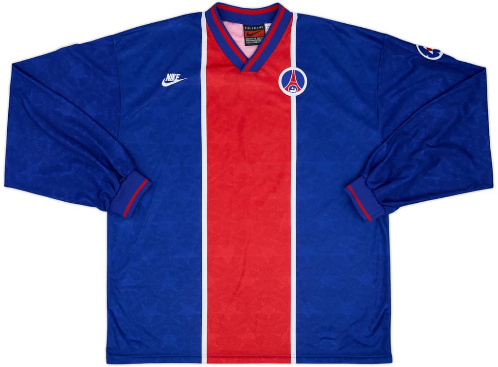 Camiseta de local versión jugador de manga larga del Paris Saint-Germain 1995-96 - 8/10 - (XXL)