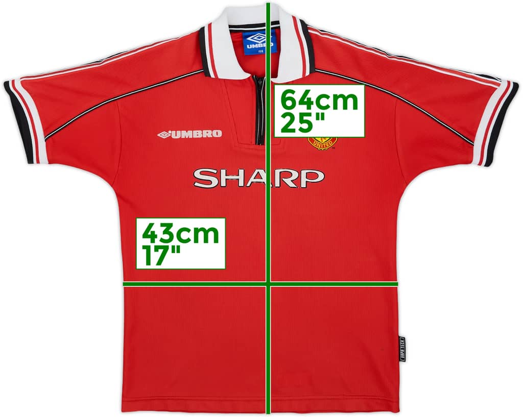 1998-00 Manchester United Home Shirt - 8/10 - (M.Boys)