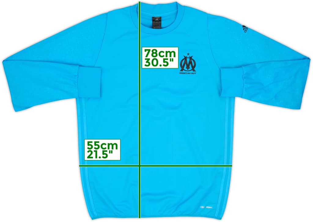 2016-17 Olympique Marseille adidas Sweat Top - 7/10 - (L)