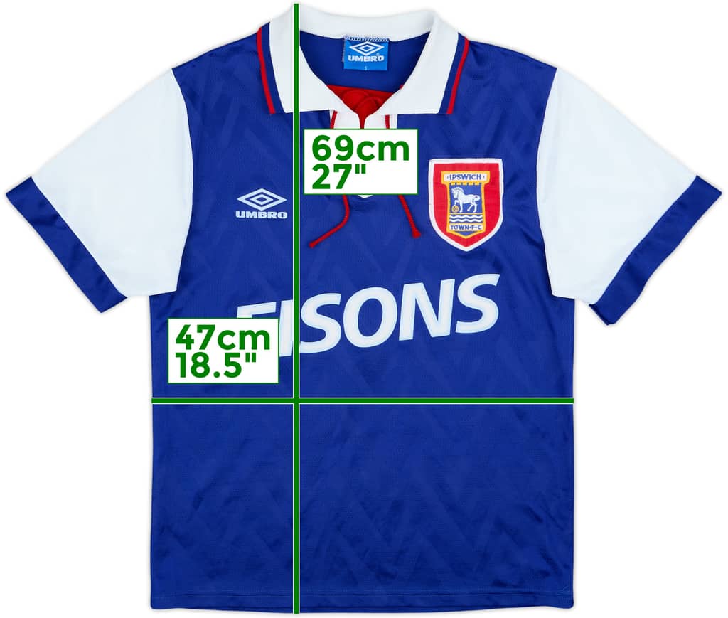 1992-94 Ipswich Home Shirt - 9/10 - (S)