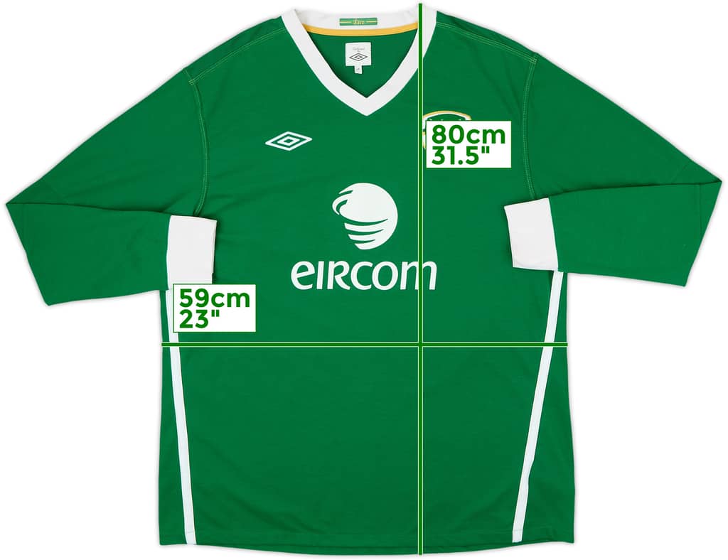 2010-11 Ireland Home L/S Shirt - 8/10 - (XXL)