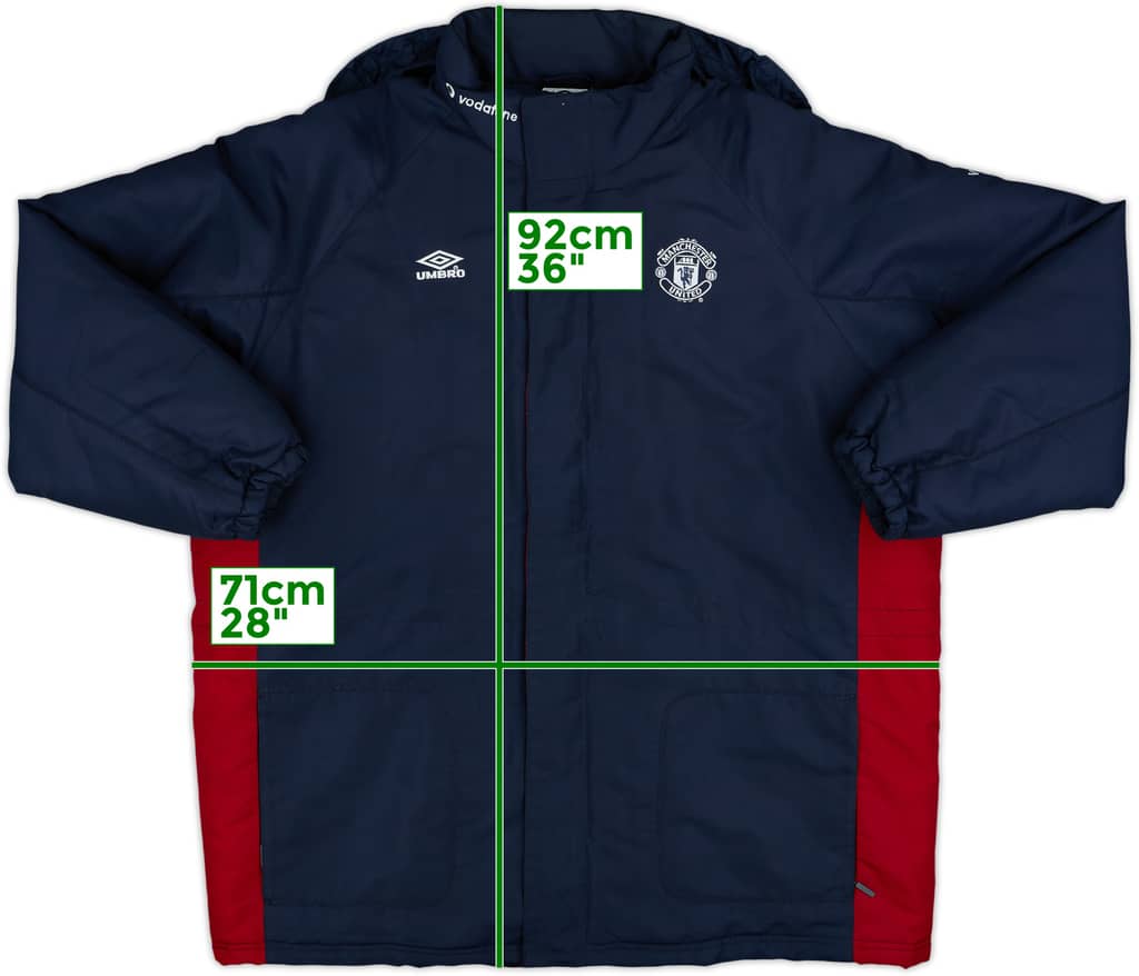 2000-02 Manchester United Umbro Padded Bench Coat - 10/10 - (L)